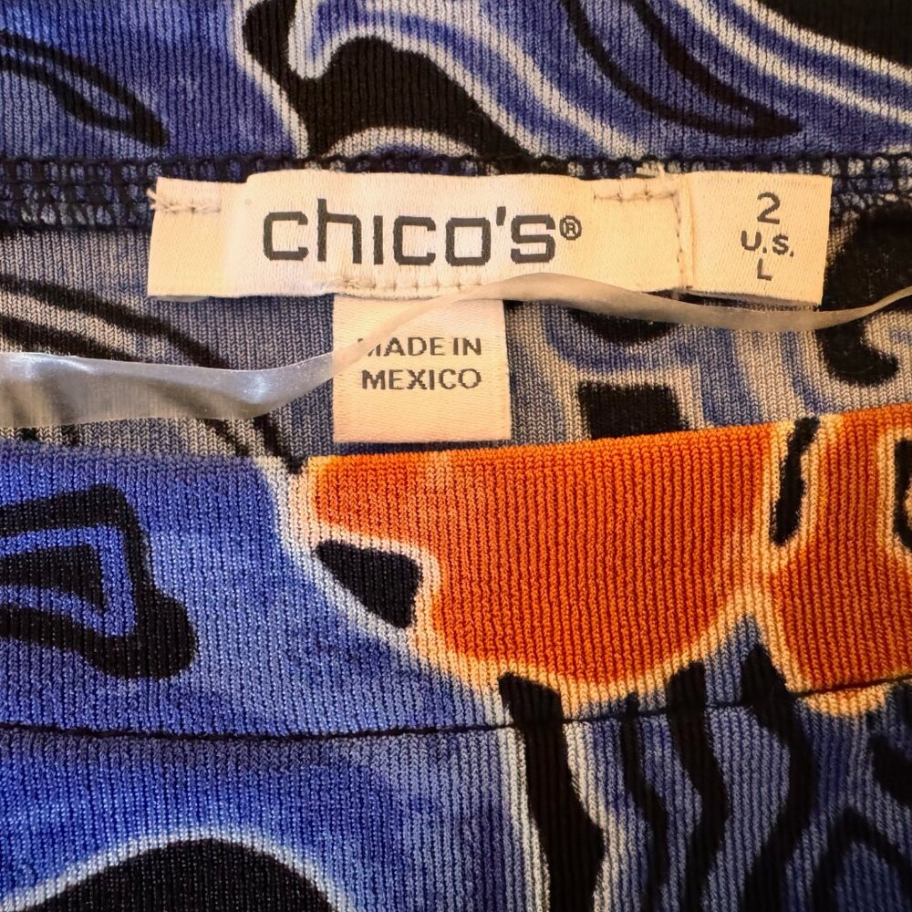 Chico's Travelers Las Olas Elegant Tunic SS Top Blue Grotto, Sz 2 (12), NWT - Picture 9 of 11